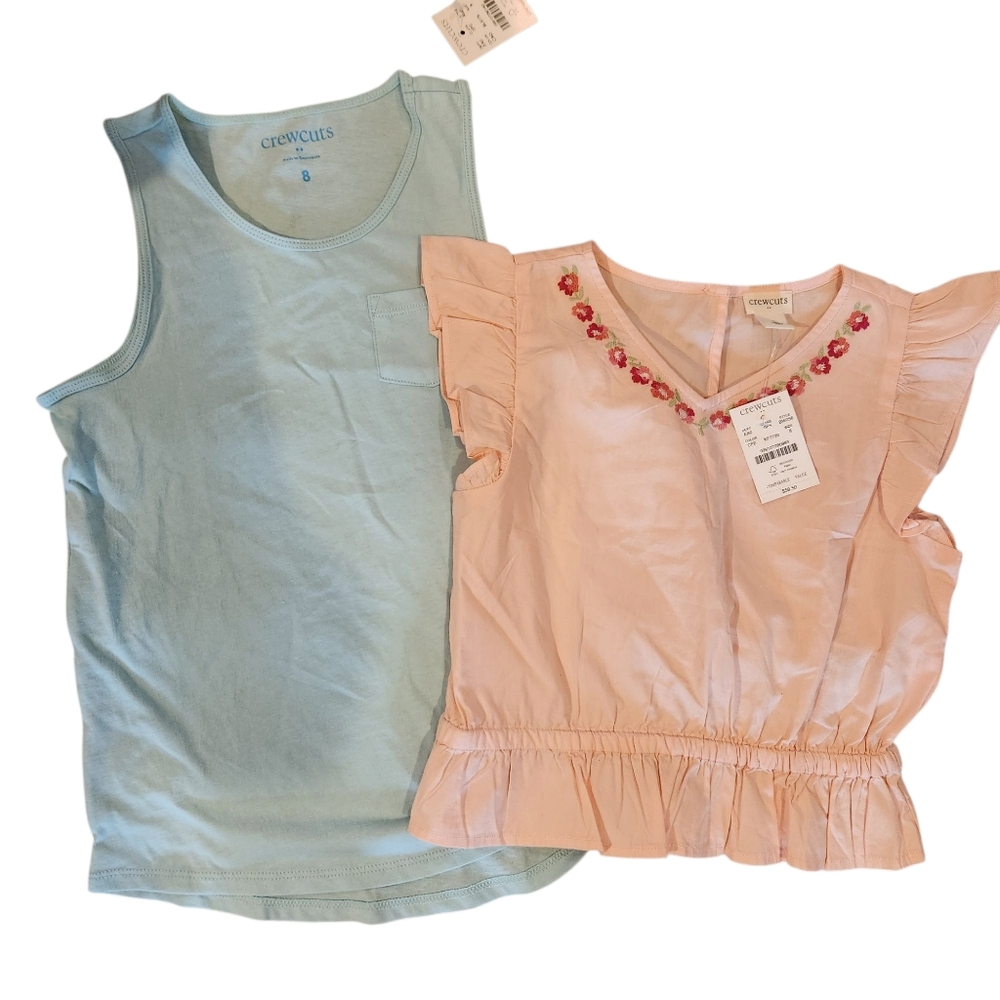 Crewcuts Kids Tank and Top Set - Blue and Pink Girls Sz 8 Nwt